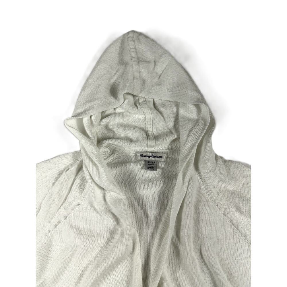 Tommy Bahama women's XS white hooded, ultra light open-front knit cardigan - Picture 4 of 8
